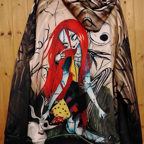 Men's XXL Nightmare Before Christmas All Over Print AOP Hoodie Skellington - Picture 4 of 4